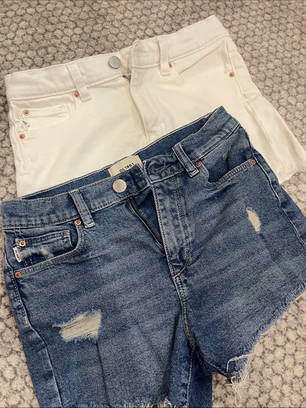 DL1961 White and Blue Denim Shorts Duo